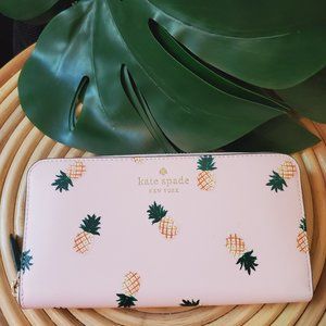 Kate Spade Pineapple Marlee Large Continental Wallet Light Pink Yellow